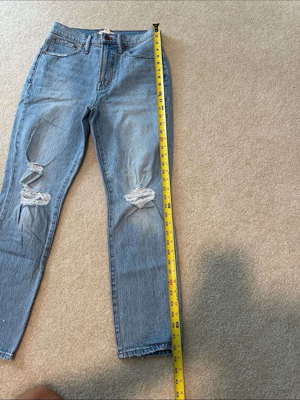 Madewell Light Blue Distressed Straight Leg Jeans